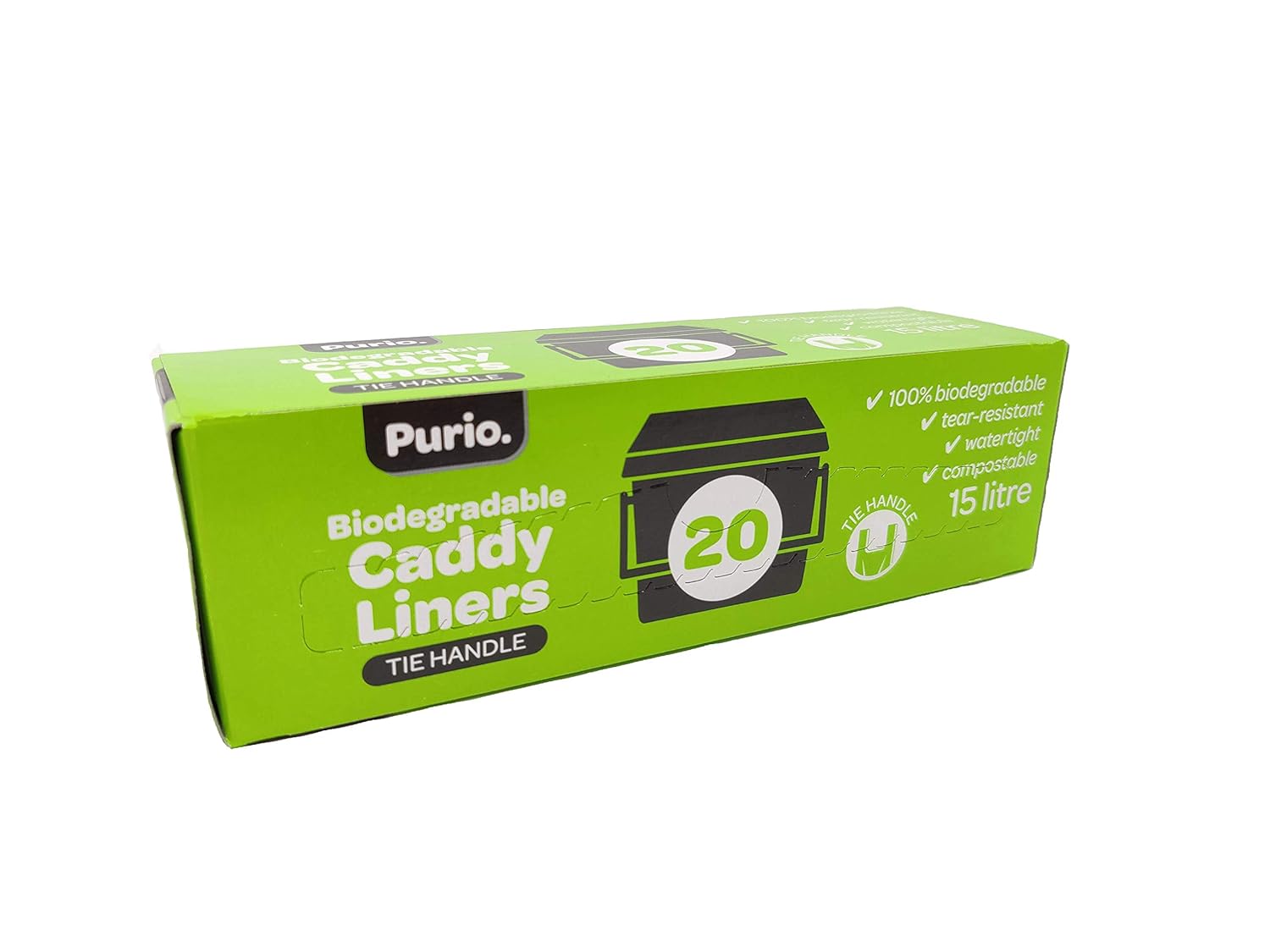 Purio 20 x 15 Litre Compostable Food Waste Caddy Bin Liners