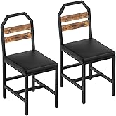 YATINEY Dining Chairs Set of 2, Kitchen Chairs with Back Support and Upholstered Seat, Industrial Style Breakfast Stools, Met