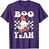 Boo Yeah Halloween Ghost Boys Retro Skateboard Toddler Kids T-Shirt