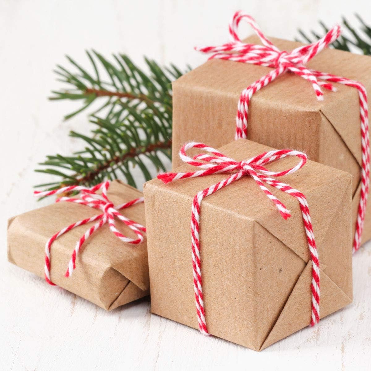 HOKI Cotton Bakers Twine Red & White 100M (328 Feet), Packing String, Durable Rope for Gardening, Decoration, Tying Cake and Pastry Boxes, DIY Crafts & Gift Wrapping, for Art and Craft : Office Products
