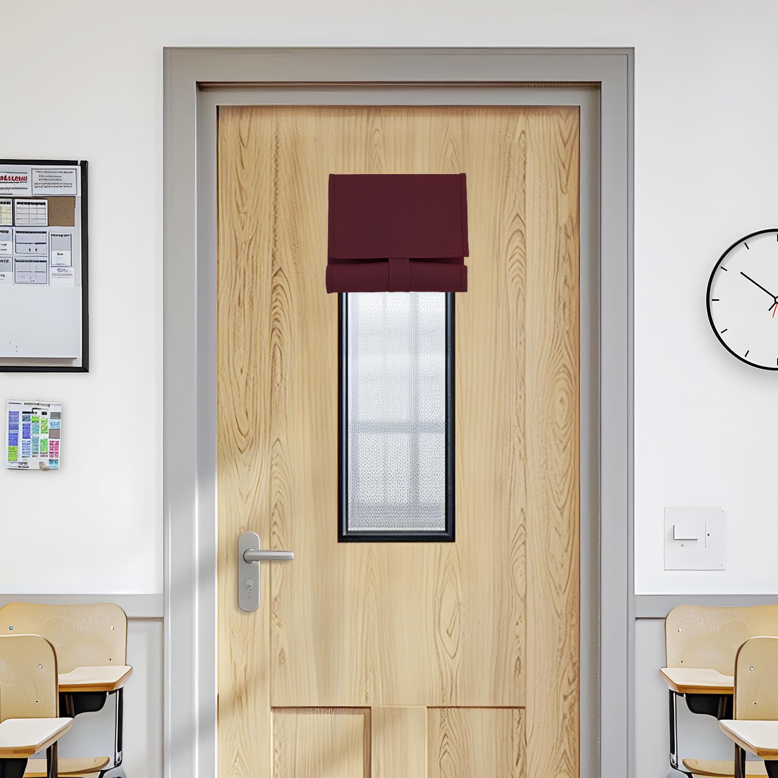 Vatge Classroom Door Window Cover, Small Door Curtains for Window, Privacy Tie Up Shades for Classroom, 1 Panel, W8 x L36, Burgundy