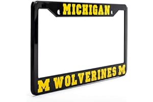 EliteAuto3K Michigan Wolverines License Plate Frame Cover - Black - 12.25" x 6.25" - Ideal Gift for Sports Fans & Supporters