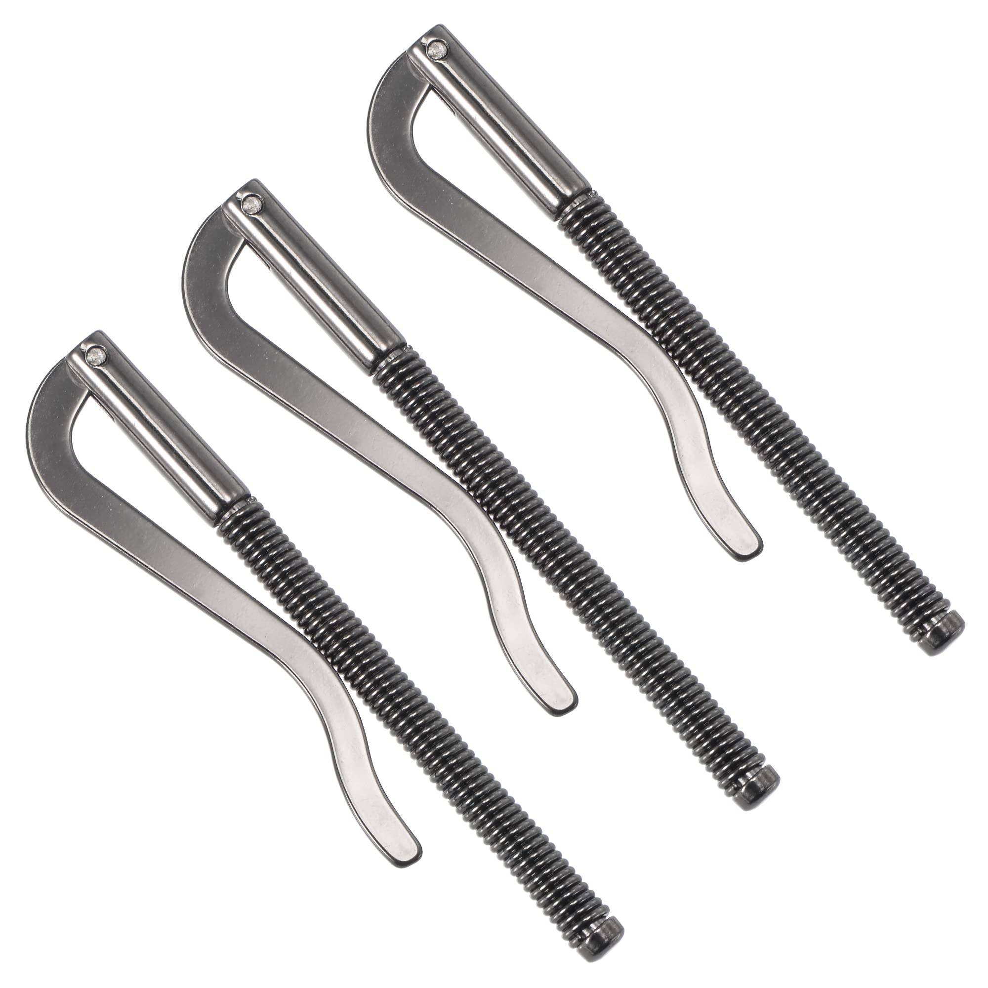 PATIKIL 75mm Spring Clip Bar, Metal Slim Open Coil Holder Clamps for Wallet Credit Card Leather Craft - 3 Pack (Black)