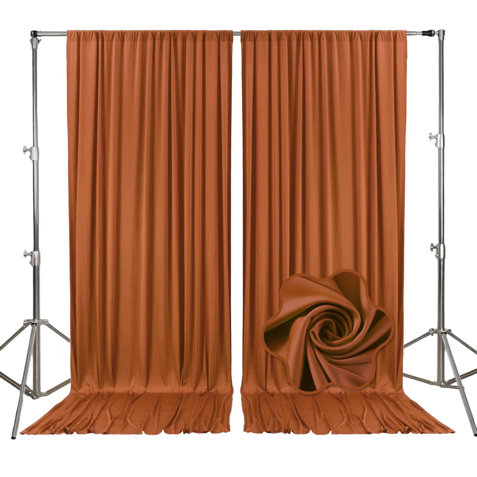 Photo 1 of 10ft x 7ft Dark Brown Backdrop Curtains for Parties, Fabric Satin Background Curtain with Rod Pockets for Weddings, Birthday, Baby Shower, Photography, Graduation Party Backdrop Drapes, 2 Panels