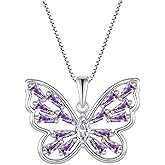 STARCHENIE Butterfly Necklaces for Women 925 Sterling Silver Birthstone Butterfly Jewelry Butterfly Pendant Necklace