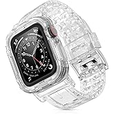 iMangoo for Apple Watch Bands with Bumper 45mm 44mm 42mm 41mm 40mm 38mm Clear Jelly Sport Cover Strap Band Sweatproof Scratch