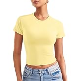 YEOREO Women Tops Baby T-Shirt Short Sleeve Crew Neck Going Out Crop Top Corriny Slim Fit Workout Basic Baby Tee