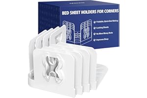 IXBIXB Bed Sheet Holders Lock for Corners - Foldable Fitted Sheet Holders Heavy Duty - heet Holders Keep Sheets Firm Easy No-