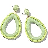 Beaded Teardrop Earrings Boho Raffia Earrings Statement Tear Drop Earrings Trendy Summer Jewelry for Women