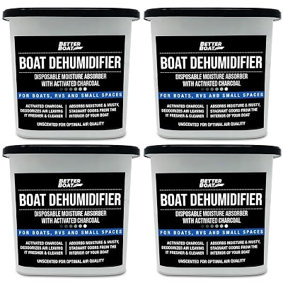 Moisture Absorber 4 Pack with Activated Charcoal Dehumidifier Bucket, Unscented Odor Absorber for Closet Basement Bathroom Boat RV, Disposable - Better Boat