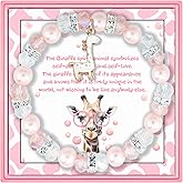 PARTNER Giraffe Inspirational Birthday Gifts for Women Best Friends Unique Gifts Natural Stone Beaded Bracelets for Women Agate Beaded Jewelry with Meaningful Message Card For Giraffe Lovers,Comes Packaged
