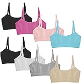 Popular Girls Seamless Training Bra (8 Pack) Crop Sports Bras. Neutral Brights