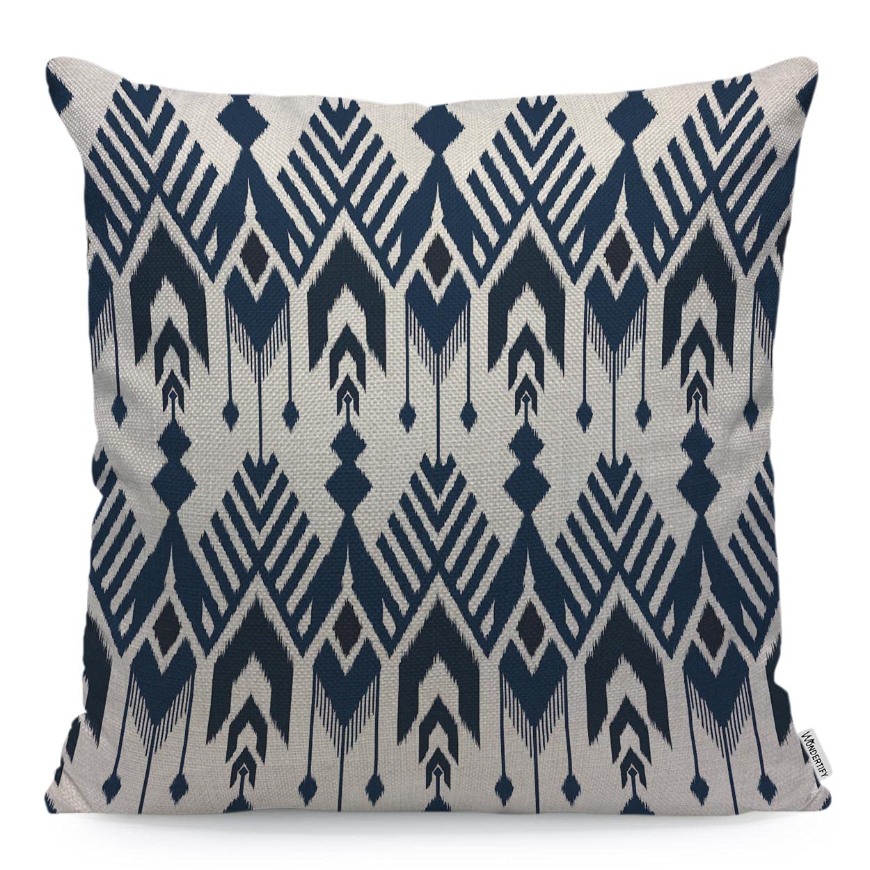 WONDERTIFY Aztec Cushion Cover Ikat Seamless Pattern Pillowcases for Men Women, Pillow Cover Living Room Farmhouse Navy Blue 45X45 Cm