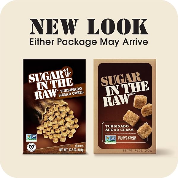 SUGAR IN THE RAW TURBINADO CANE SUGAR CUBES, 17.6 OZ. BOX, PURE, ALL-NATURAL TURBINADO SUGAR, NON-GMO PROJECT CERTIFIED, KOSHER, VEGAN AND GLUTEN FREE