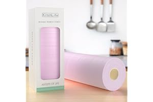 KitchLife Reusable Bamboo Paper Towels - 1 Roll = 4 Months Supply, Washable and Recycled Paper Rolls, Zero Waste Sustainable, Environmentally Friendly, Pink-1-US