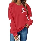 Valentines Shirt Women Love Heart Letter Print Shirts Cute Valentine's Day Long Sleeve Top