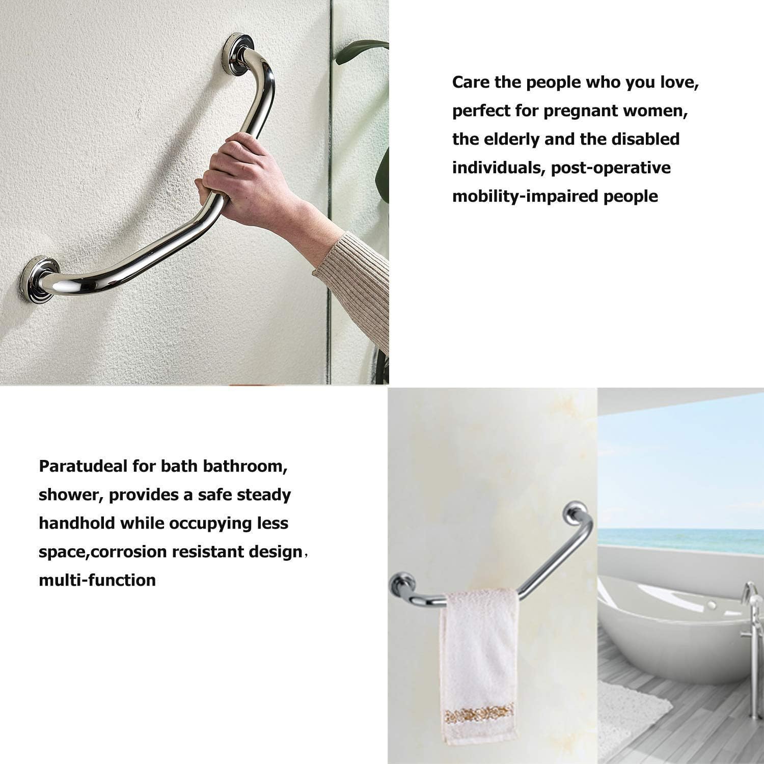 HSTYAIG Grab Bar Shower Handle Bathroom Balance Bar Safety Hand Rail Support for Tub, Handicap, Elderly, Injury, Kid, Senior Assist Bath Handle, Non-Skid (Style B): Home & Kitchen