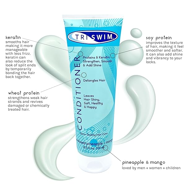 TRISWIM SCENTED MOISTURIZING CONDITIONER, DETANGLES, AND REPAIRS CHLORINE DAMAGED HAIR FOR SWIMMERS AND ATHLETES