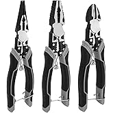 3Pcs Pliers Set - Needle Nose Pliers, Linesman Pliers, Diagonal Cutter, Professional Combination Pliers Tool Set with Safety 
