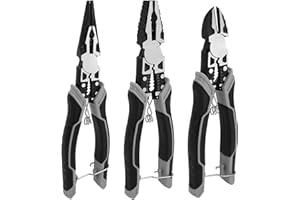 3Pcs Pliers Set - Needle Nose Pliers, Linesman Pliers, Diagonal Cutter, Professional Combination Pliers Tool Set with Safety 