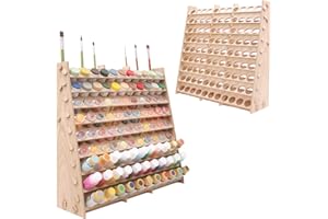 ARFETIGO Extra Large Wooden 9-Tiers 99 Bottles Capacity Paint Organizer & Paint Brush Rack for Acrylic Oil Craft Hobby Mini M