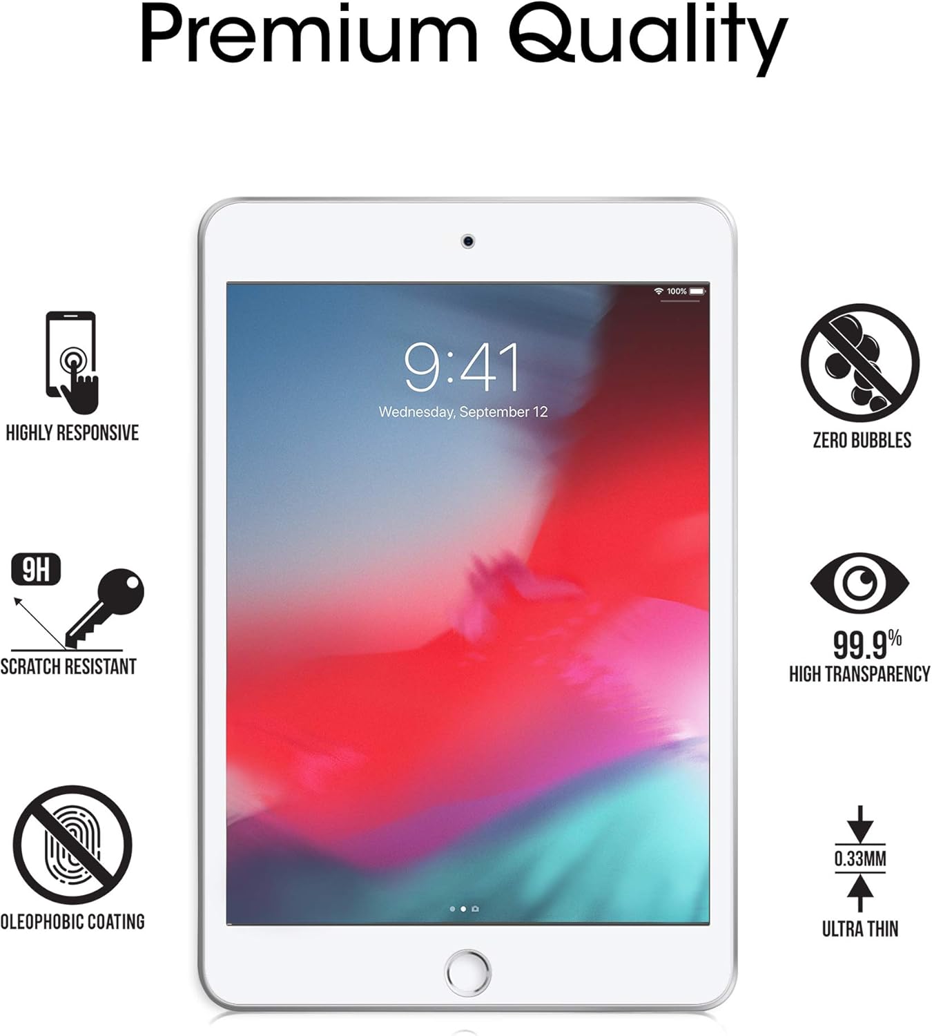 amFilm Glass Screen Protector for iPad Mini 5 (2019) and iPad Mini 4, Tempered Glass: Computers & Accessories
