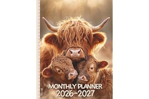 2026–2027 Monthly Planner with Highland Cow Cover: Two-Year Organizer with Quotes, Monthly Calendar, Notes & Finance Tracker 