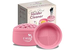 CallaBurst 3 in 1 Silicone Makeup Brush Cleaner - Make up Brush Cleaner Mat with Makeup Brush Drying Rack & Brush Organizer, Silicone Washing Tool Cleaning Bowl for Beauty Cosmetic Brushes (Pink)