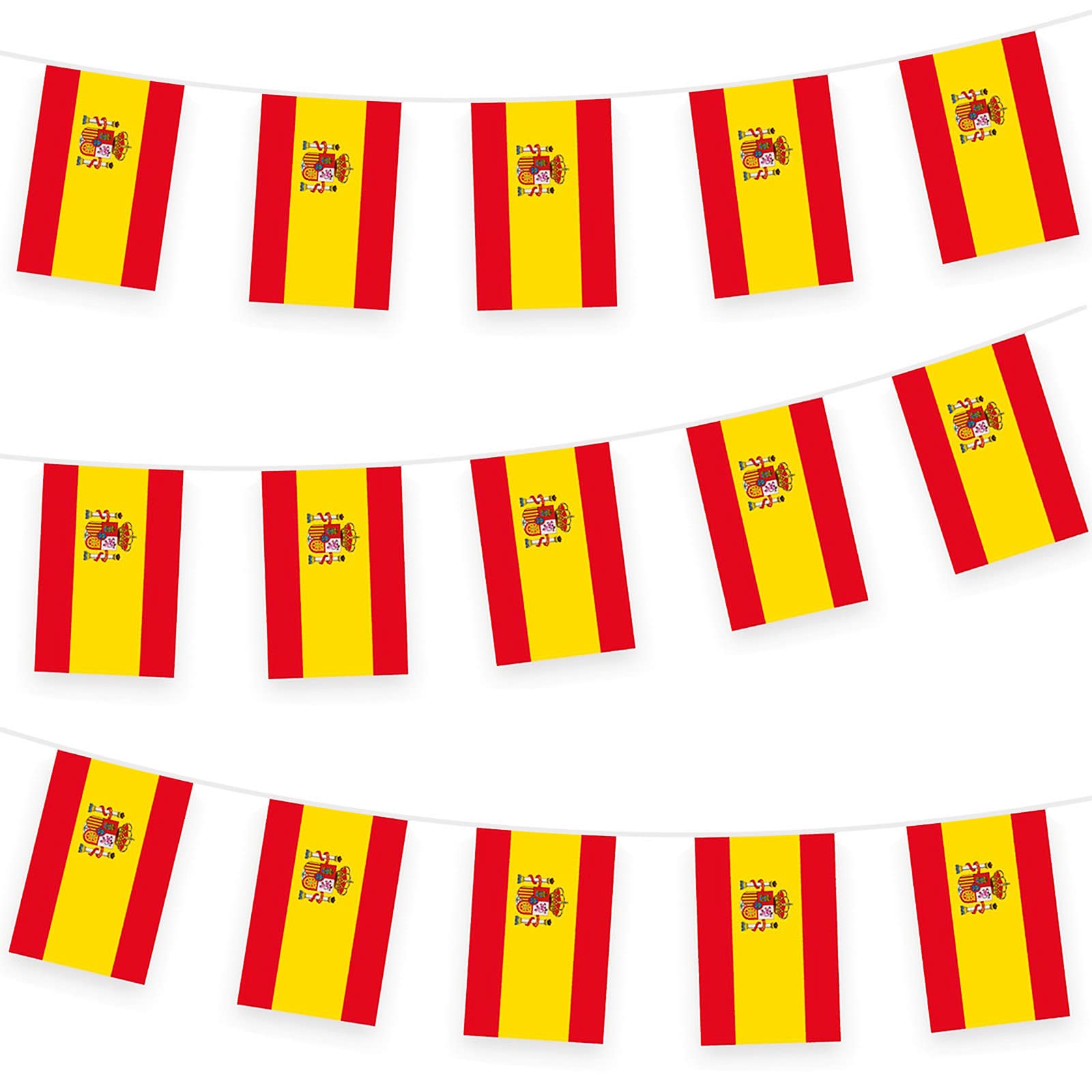 Spain Bunting Flag Hanging Flag for World Cup 2022 10m/32ft Rectangle Fabric Spain Flag Banner, Outdoor Indoor Bar Bunting for World Cup Qatar 2022 Decorations Party Supplies