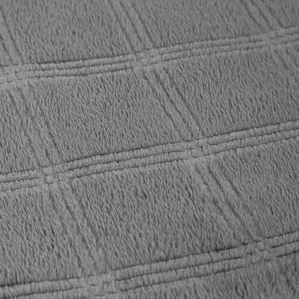 Luxury Fleece Throw Blanket Dark Grey Checkered Pattern Embossed Flannel Bed Throws Twin Size , Fluffy and Soft, Warm Blanket Throw for Couch/Chair 50\