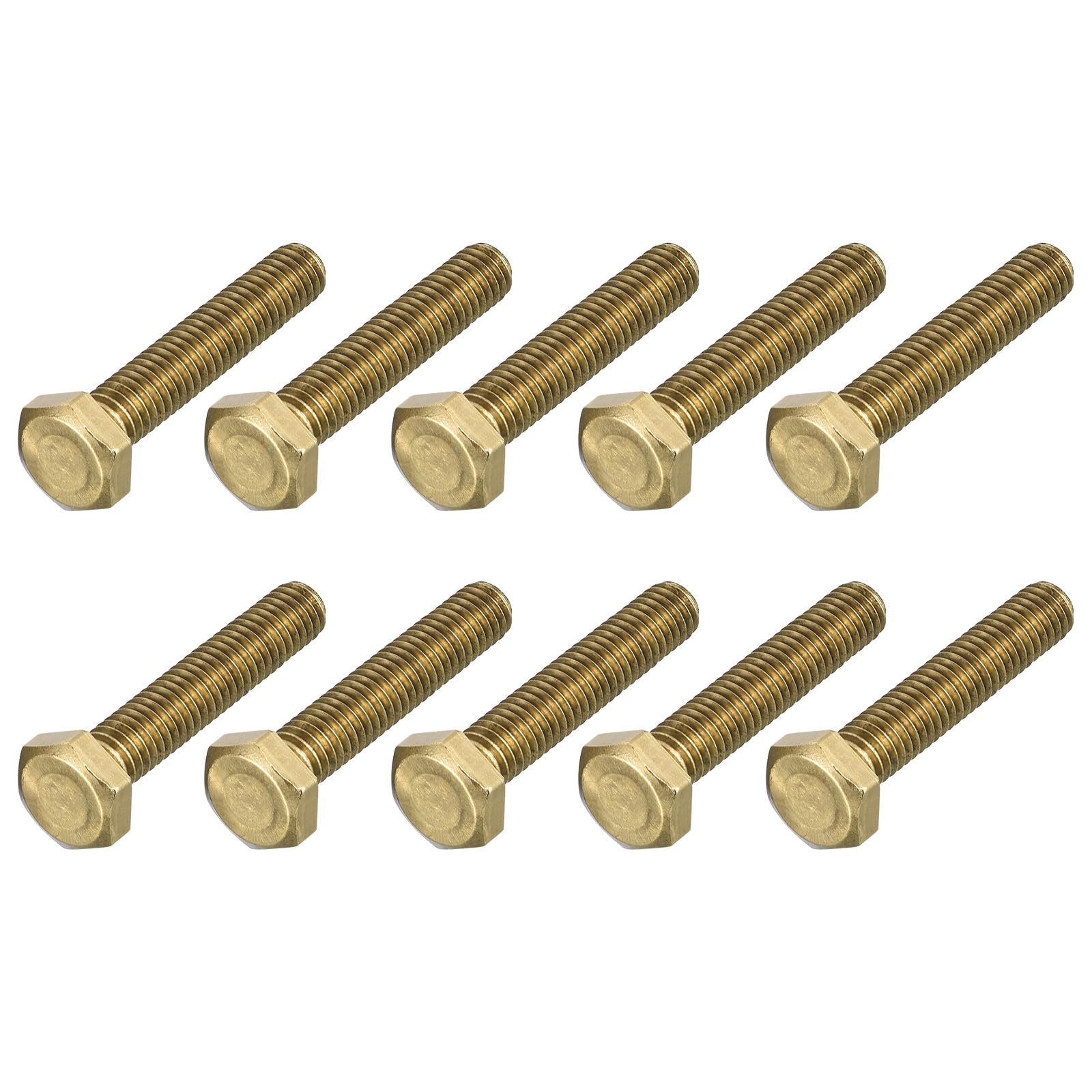 METALLIXITY Hex Head Screw Bolt (M6-1x30mm) 30Pcs, Brass Fully Threaded Solid Brass Hex Bolts Machine Screws - for Machinery Repair