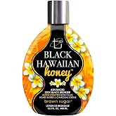 Brown Sugar Black Hawaiian Honey 200X Bronzer Tanning Lotion, 13.5 Fl Oz | Advanced black bronzing with Queen Honeybee complex, honey butter &amp; charcoal creme, Tropical Rainforest scent