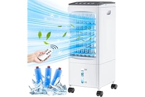 SUPALAK Portable Air Conditioners, Evaporative Air Cooler, Portable AC Cooling Fan w/ 3 Spds & Cooling Mode & Timer, Swamp Cooler w/Remote, Windowless Air Conditioner Portable for Room Home