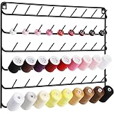 YBING Thread Holder Wall 54 Spools Thread Rack Black Metal | Embroidery Spool Thread Organizer, Wall Mounted, With Hanging Tools, For Quilting