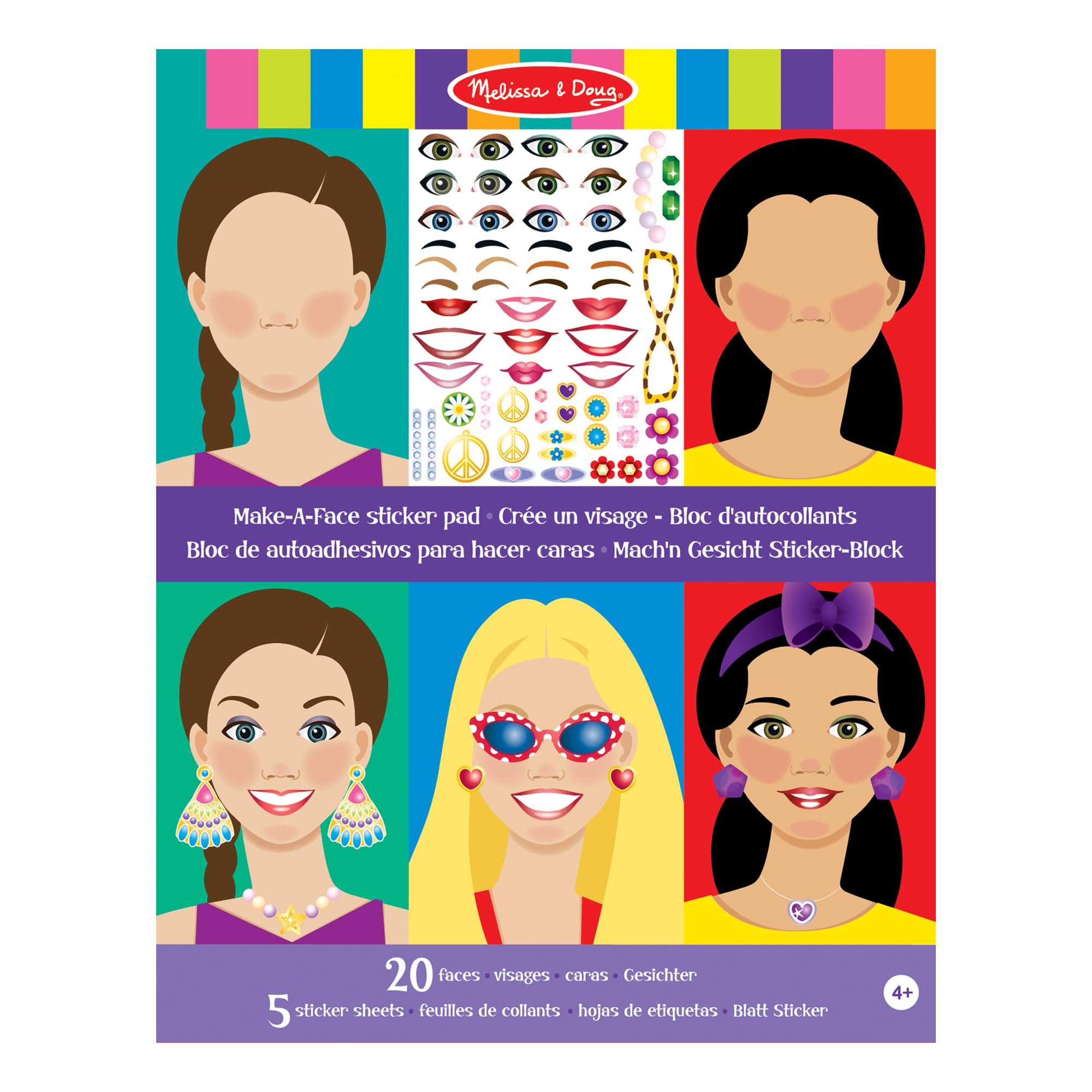 Melissa & Doug Reusable Sticker Books for 3+ Year Olds | Make a Face Sticker Book | Plane Activities for Toddlers | Reusable Stickers for Kids Travel Activity Packs | Age 3-4 Years - FSC Certified