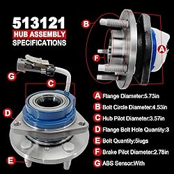 Pair 513121 Front Wheel Bearing Hub Assembly