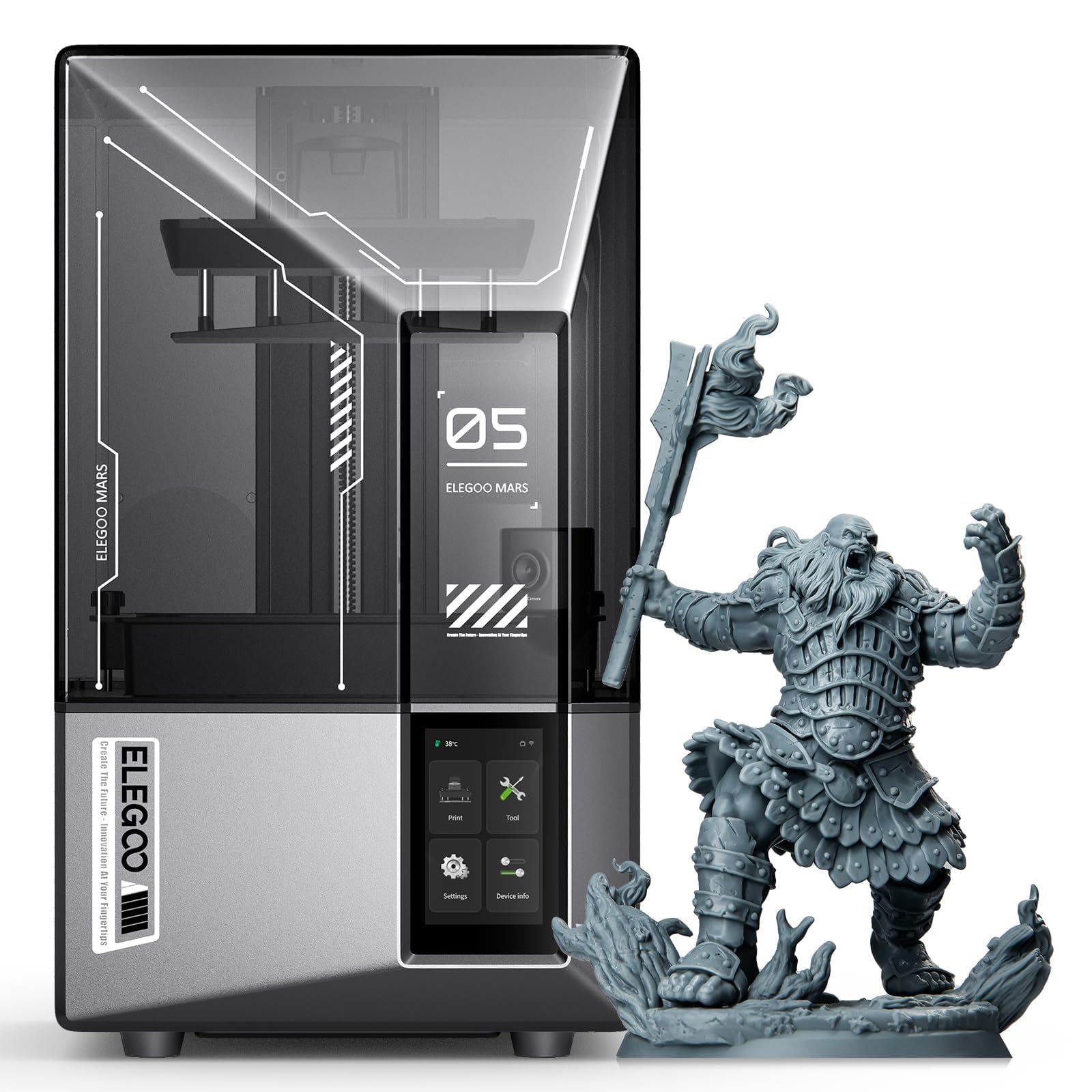 Photo 1 of ELEGOO Mars 5 Ultra 9K Resin 3D Printer, 150mm/h High Speed Printing, Smart Automatic Leveling, Intelligent Detection, WiFi-Transfer, Printing Size of 6.04 x 3.06 x 6.49 inch