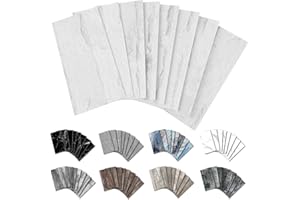 URCOLOR 32-Piece Peel and Stick Backsplash Wall Tile, 4"x 8" PVC Rustic White Slate Stick on Tiles for Kitchen, Bathroom, Laundry Room, Camper, Fireplace