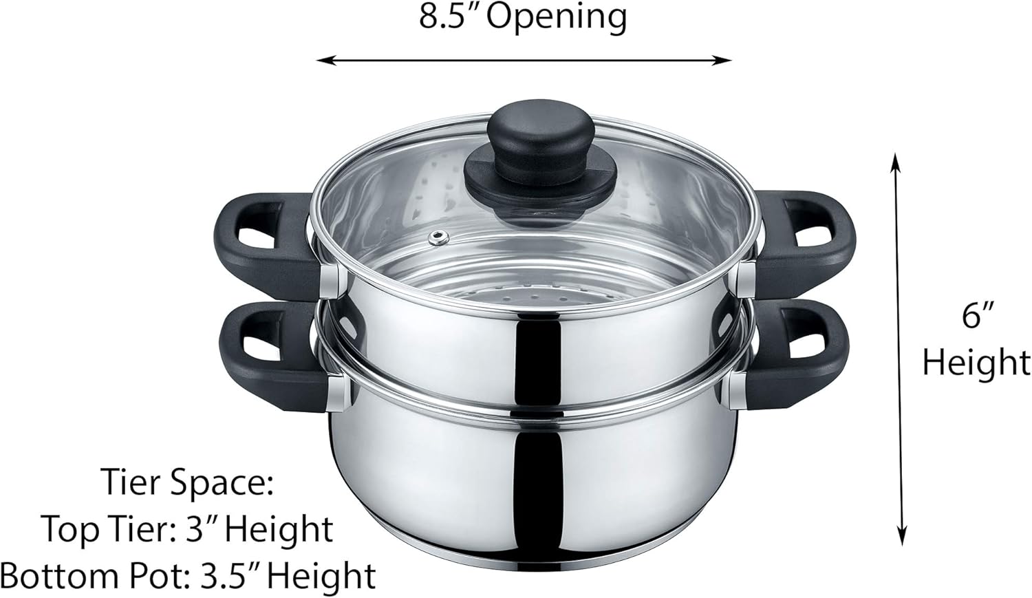 CONCORD 3 Quart Stainless Steel 3 Piece Steamer Cookware Set (INDUCTION COMPATIBLE): Kitchen & Dining