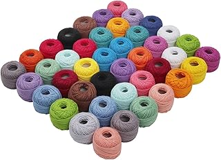 Kurtzy Häkelgarn aus Baumwolle (42 Stück) - 10 Gramm, 74 Meter Häkelfaden mit Häkelnadeln - Baumwollgarn zum Häkeln - Baumwollfaden für Muster, Projekte und Applikationen (Sortiment an Farben)