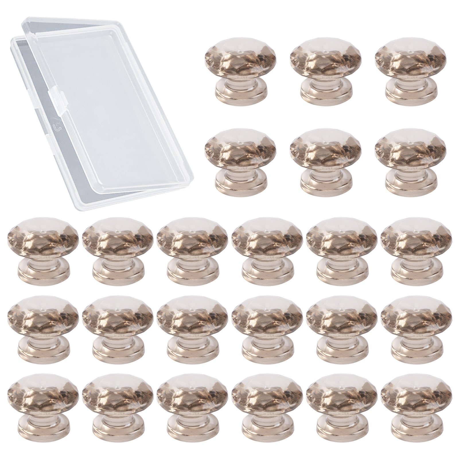 MOROBOR Mini Diamond-Shaped Self Stick Knobs, 24 pcs Dresser Knobs Clear Acrylic Pull for Mirror Closet Box Wood Box Jewelry Box and Other Small Furniture