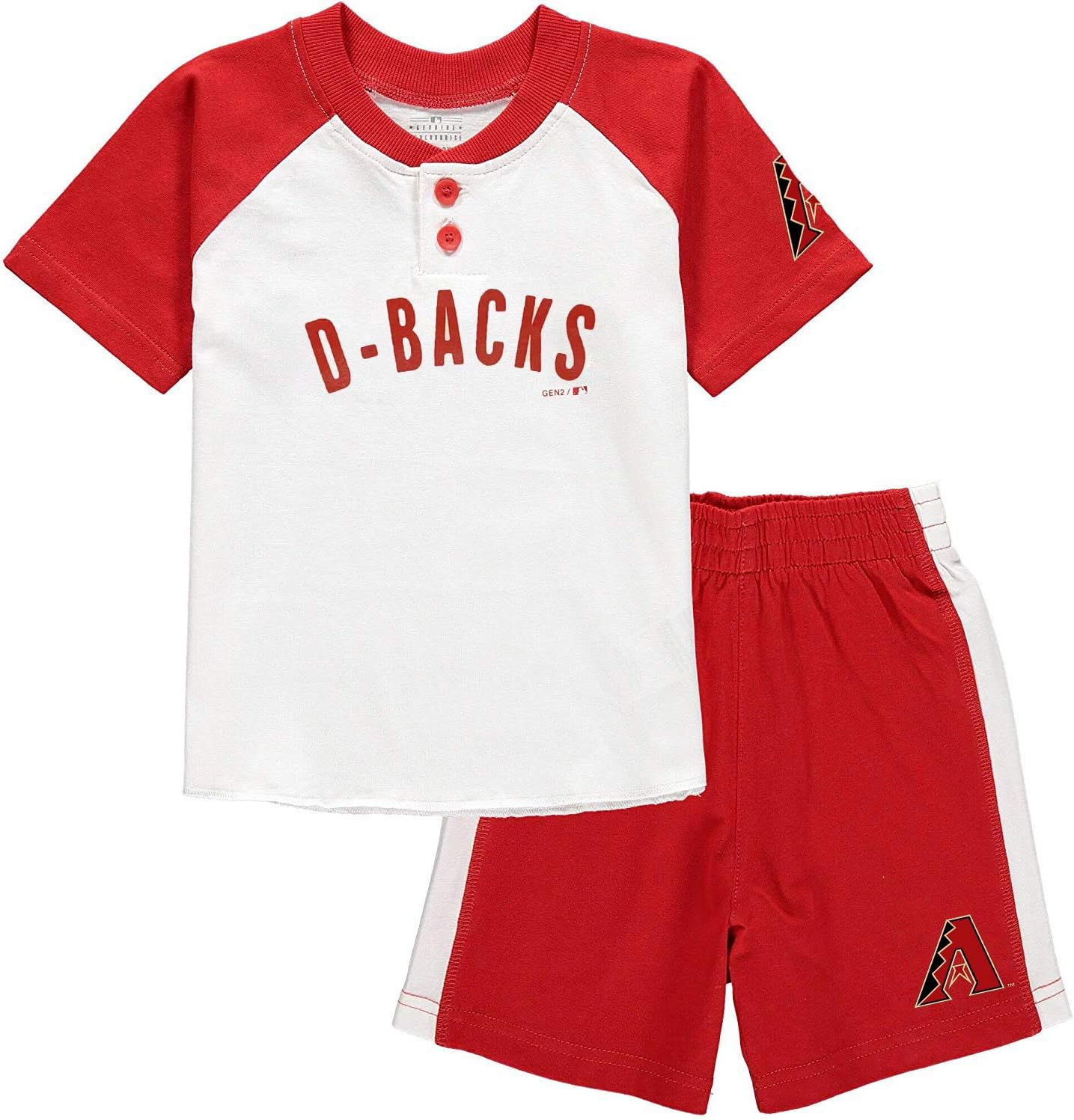 Outerstuff MLB Infants Toddler Good Hit Short Sleeve Henley & Shorts Set: Clothing