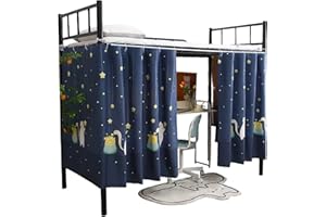 Bunk Bed Curtains 2 Panel 79x45 Cat Picking Up Stars Loft Bed Curtains with Grommet, Hanging Ring & Rope for 3 Sides, Ideal f