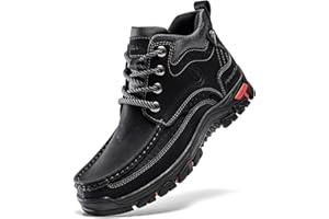 FLYLAND Men's Casual Boots Vintage Leather Ankle Dress Boot Chukka Boots Mid Top Non-Slip Driving Walking Shoes