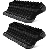 Heatuff 12 Pairs Mens Ankle Socks Athletic Cushioned Running Low Cut Sports Socks for Men
