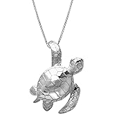 Honolulu Jewelry Company Sterling Silver Turtle Honu Ocean Sea Life Necklace Pendant with 18" Box Chain