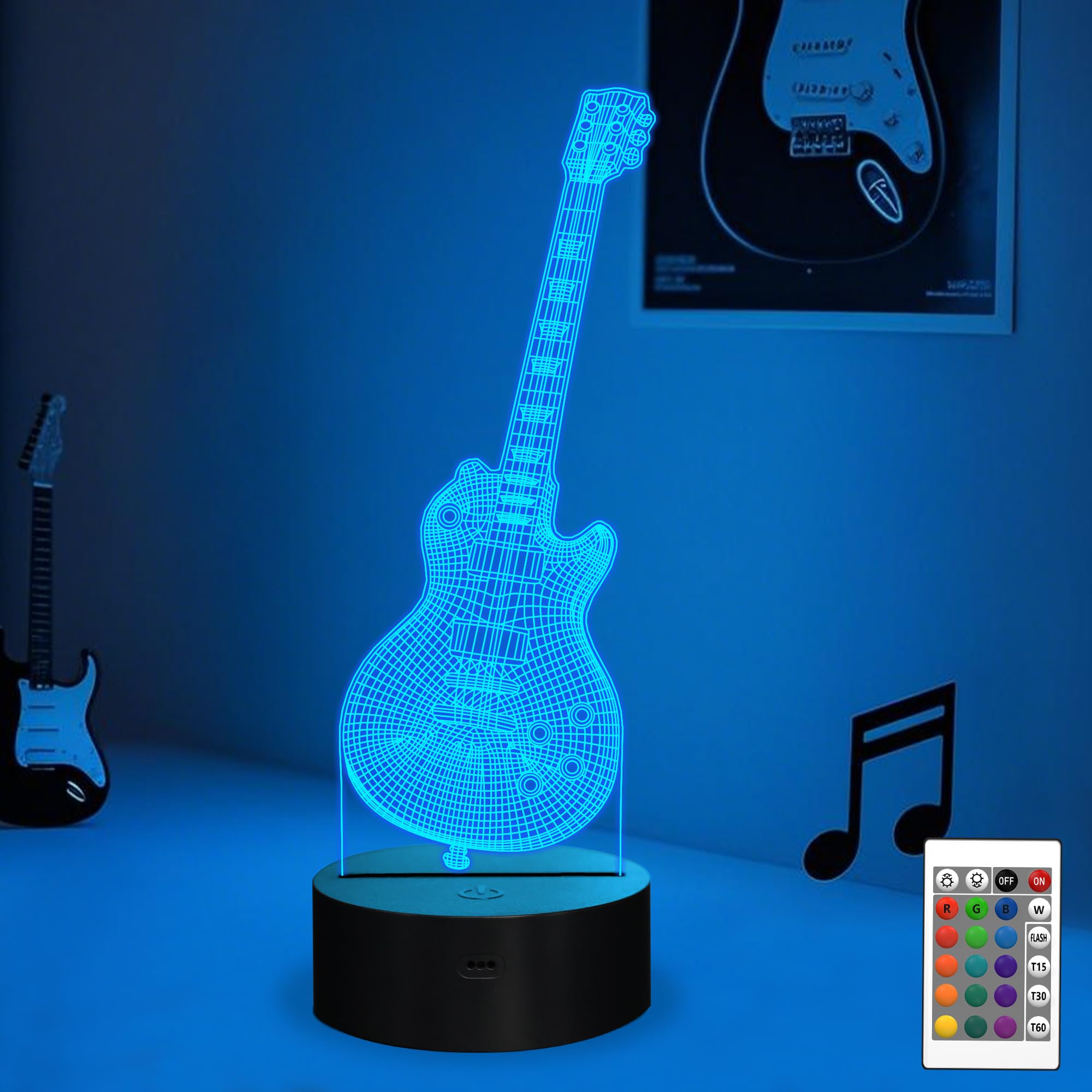 Attivolife Guitar Lamp Gift, Electric Guitar 3D Night Light with Remote Control + Timer 16 Color Changing Desk Lamp Kids Room Decor Plug in Best Cool Xmas Birthday for Musical Lover Boy Girl Men