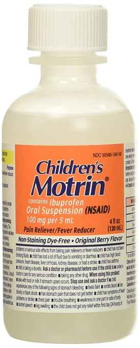 Amazon Com Motrin Children S Dye Free Pain Reliever And Fever Reducer 4 Fluid Ounce Baby