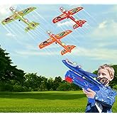 BAREEK 3 Pack Airplane Launcher Toy Kids, Led Foam Glider Fighters Outdoor Toys, 3 Flight Mode Foam Flying Toy 4 5 6 7 8 9-13 Year Old Boys Girls Birthday Gifts