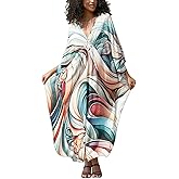 NFVNKJ Caftan Dresses for Women Plus Size, V-Neck Kaftan with Side Slits, Beach Cover Up, Swimsuit Wrap & Vacation Loungewear